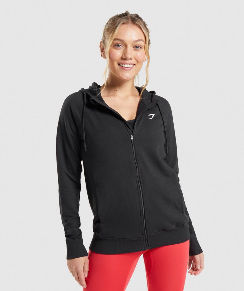 Women\'s Gymshark Training Zip Sweatshirts Black | CA 103678